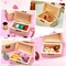 Unfinished Wood Treasure Chest with 10 Paintbrushes, Small Treasure Craft Boxes with Locking Clasp Wooden Storage Box